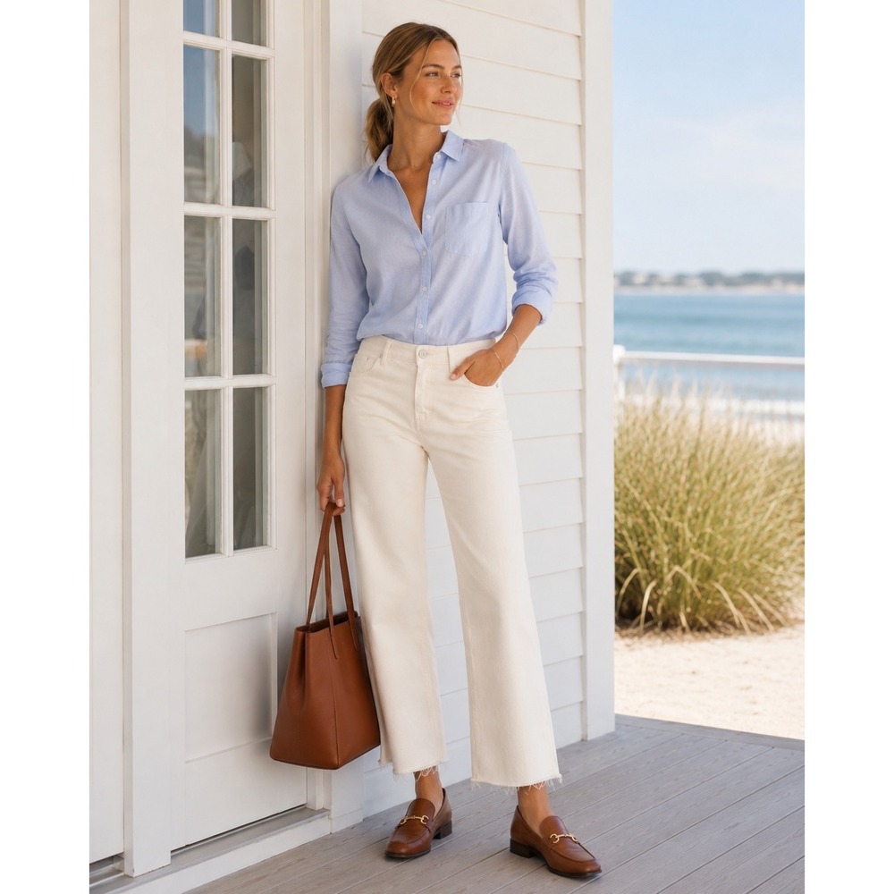 NEW J. Crew 84 Kick Out Jeans ECRU Raw Hem Cropped 2025 WOMEN 34 CH686